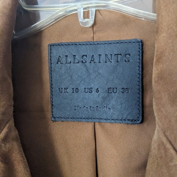 SOLD🚨ALLSAINTS Morgan Suede Biker Jacket w gold hardware - Picture 3 of 4